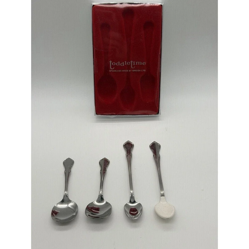 5 Pc Spoon Set TODDLERTIME Stainless by Oneida Infant Feeding Silverware